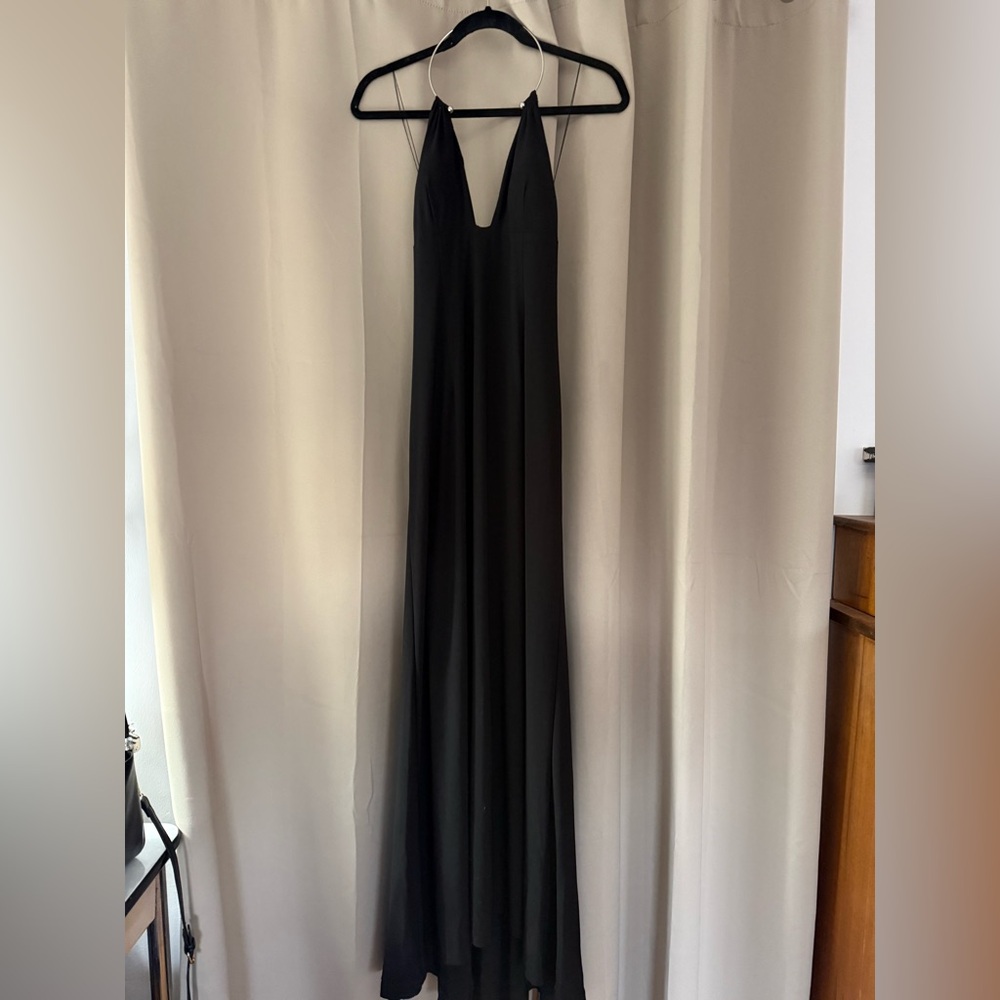 Aidan by Aidan matrix black jersey dress with metal collar and train. Worn once!